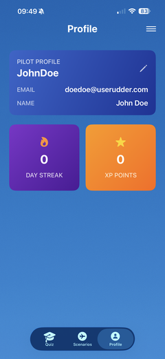 Rudder app screen